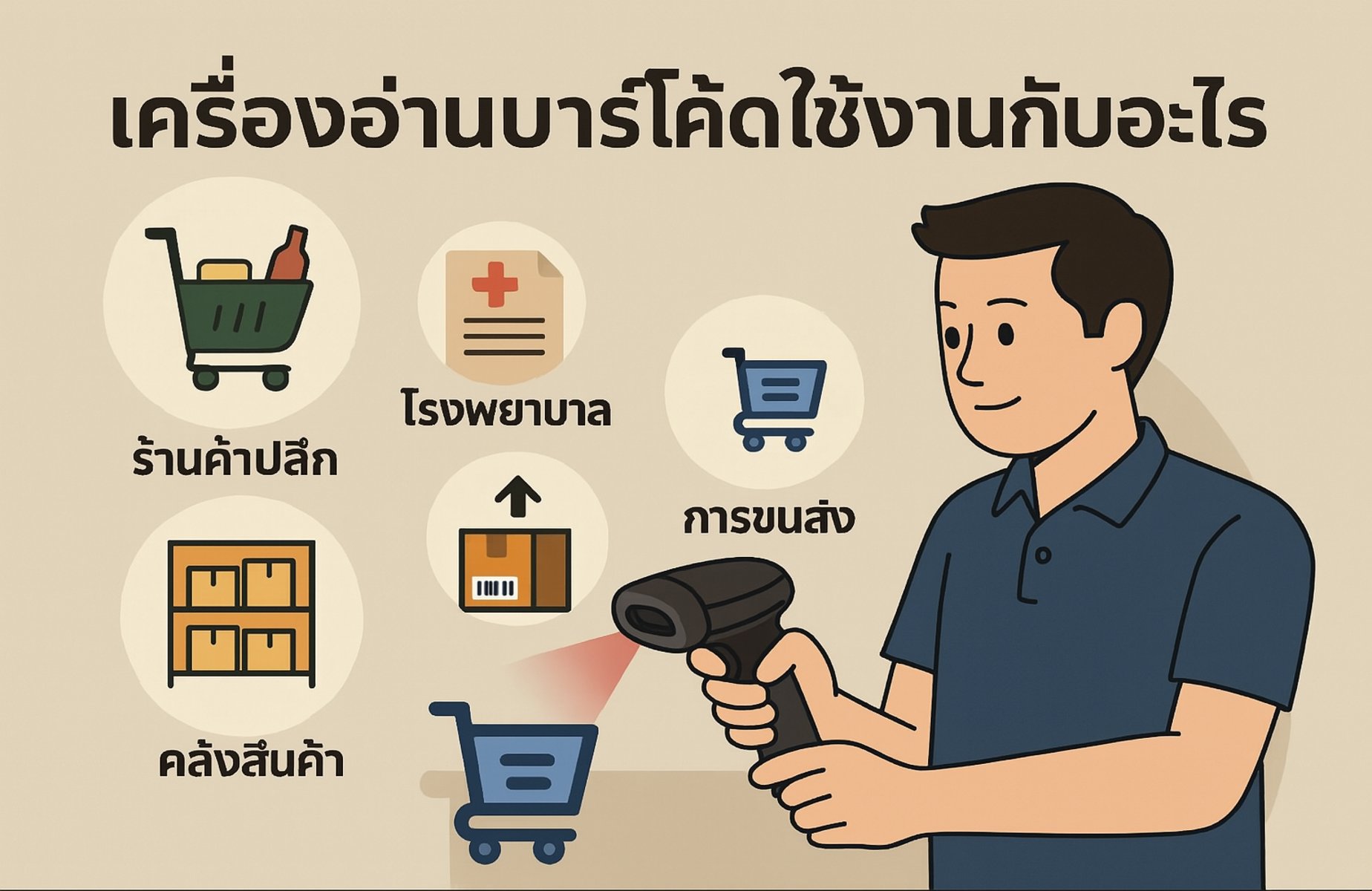 เครื่องอ่านบาร์โค้ดใช้งานกับอะไรได้บ้าง? สรุปการประยุกต์ใช้ในธุรกิจและอุตสาหกรรม ปี 2025